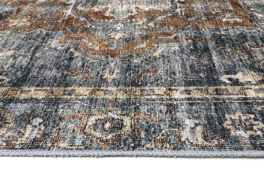Distressed Vintage Cezanne Rabbit Gray Inca Gold Area Rug - VITAL 2244-04