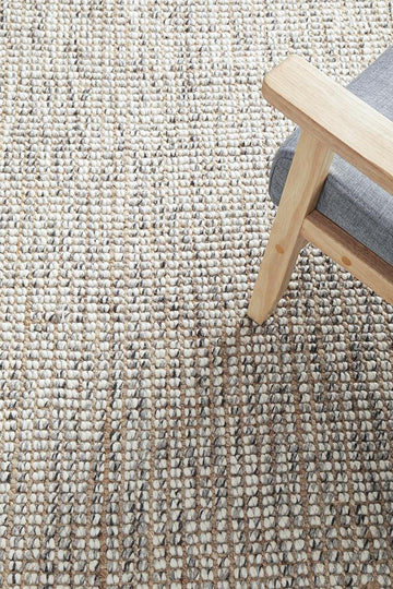 Arabella Grey Wool and Jute Floor Rug