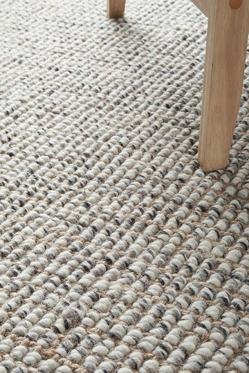 Arabella Grey Wool and Jute Floor Rug