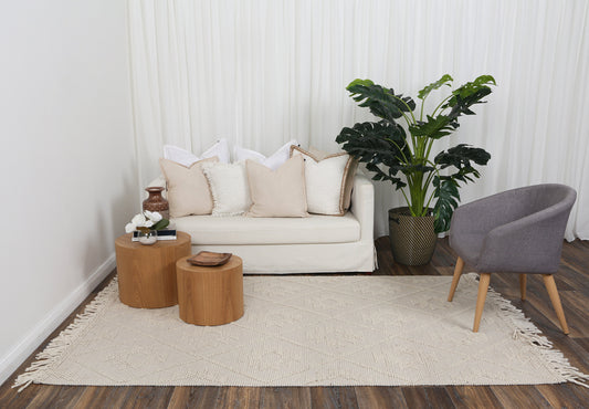 Diego Tribal Beige Wool Rug - DIEG02