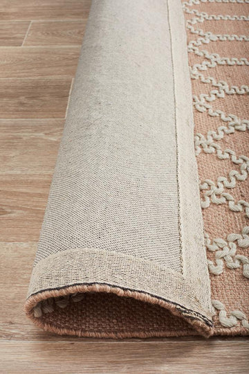 HUDSON TRIBAL TRELLIS NUDE SOFT PINK RUG