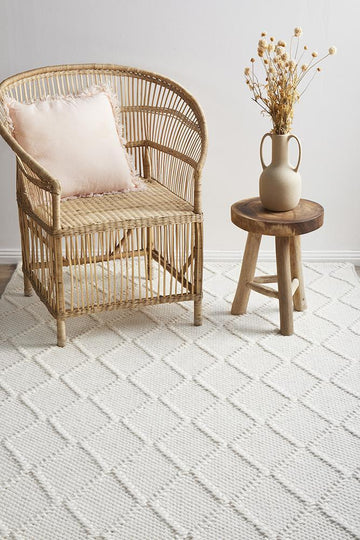 Huxley White Hand Woven Floor Rug