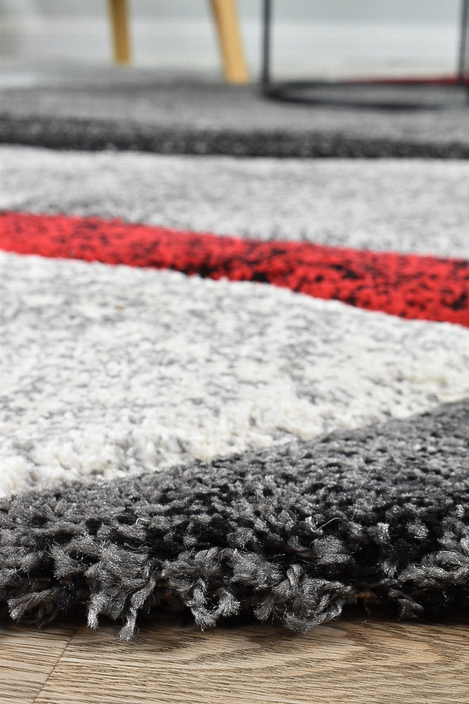 Dahlia 298 Dark Grey Red Rug