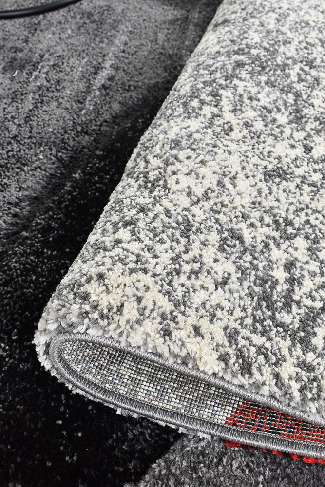 Dahlia 298 Dark Grey Red Rug