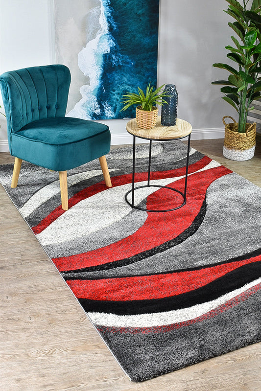 Dahlia 300 Light Grey Red Rug