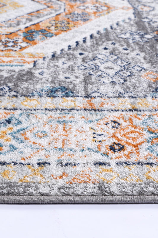 Provence Zaida Traditional Grey & Terracotta Rug - PROV12