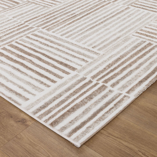 Wellington Geometric Lines Brown Rug - W001