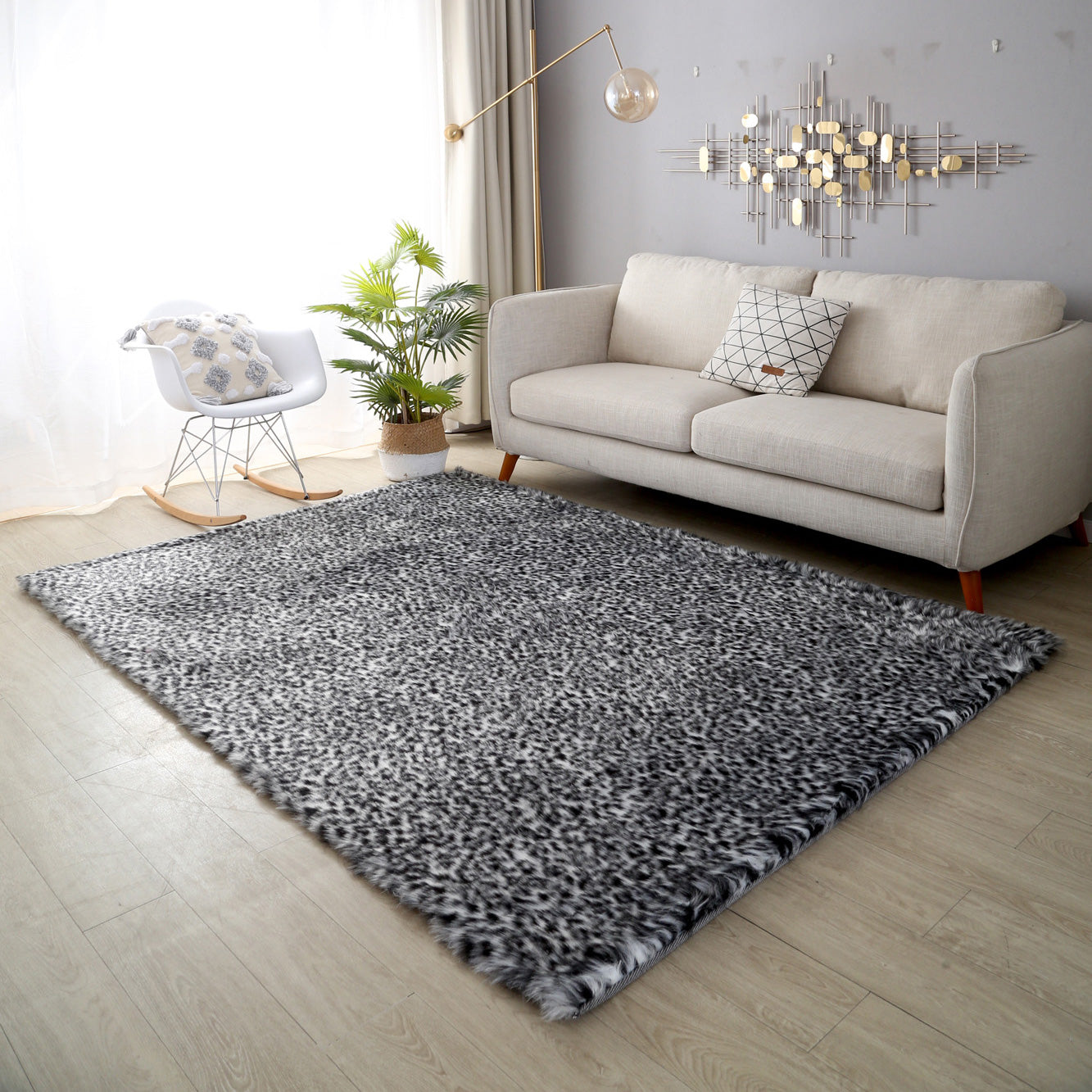 Faux Fur Leopard Rug
