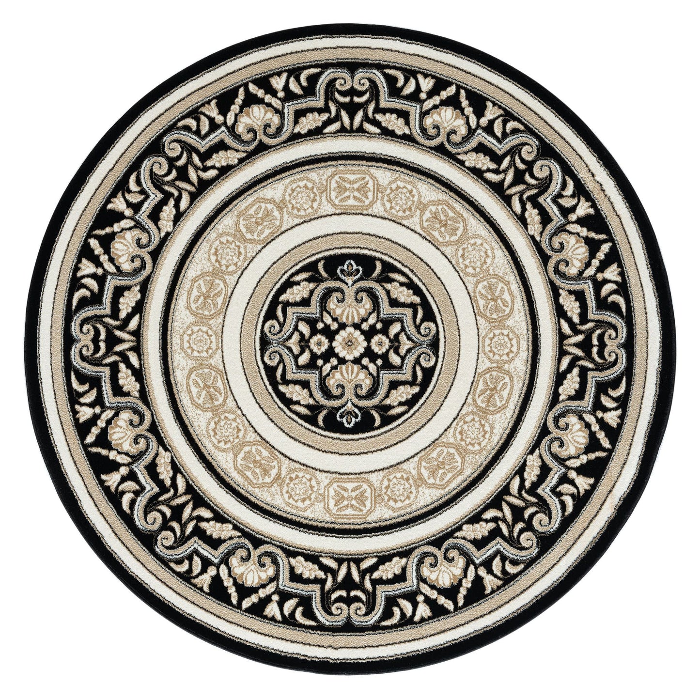 Royal Black Round Rug