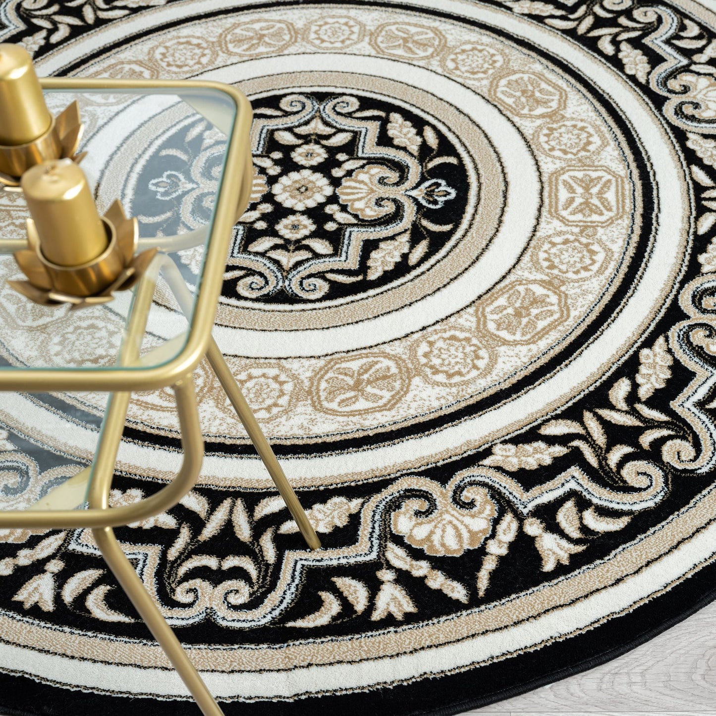 Royal Black Round Rug