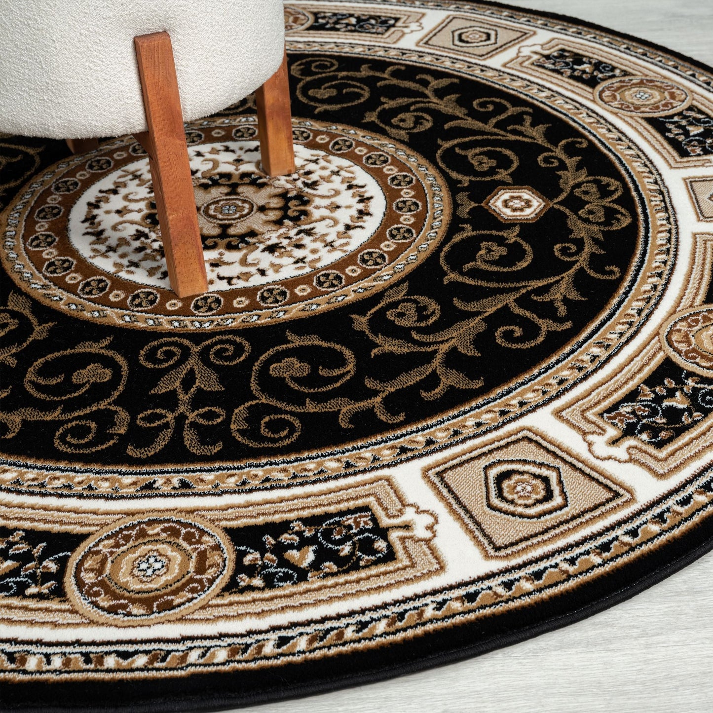 Estate Black Round Rug
