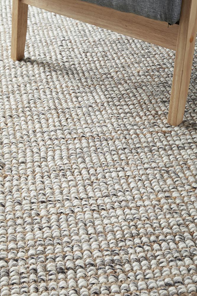 Arabella Grey Wool and Jute Floor Rug