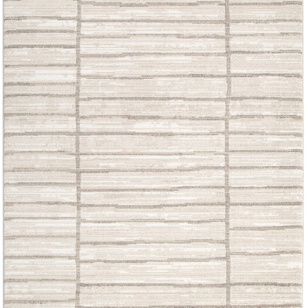 Clara Distressed Thick Lines Beige Grey Rug - C107