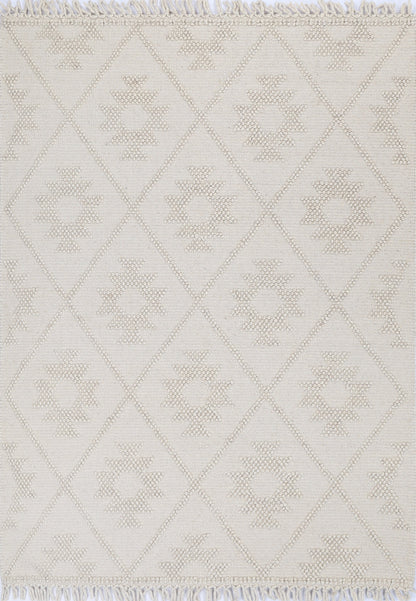 Diego Geometric Beige Wool Rug - DIEG04