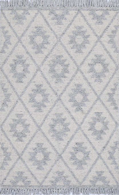 Diego Geometric Grey Wool Rug - DIEG04