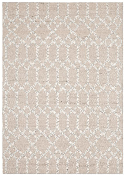 HUDSON TRIBAL TRELLIS NUDE SOFT PINK RUG