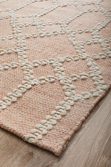 HUDSON TRIBAL TRELLIS NUDE SOFT PINK RUG