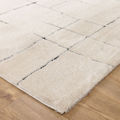 Mila Abstract Lines Black Cream Rug - MIL9