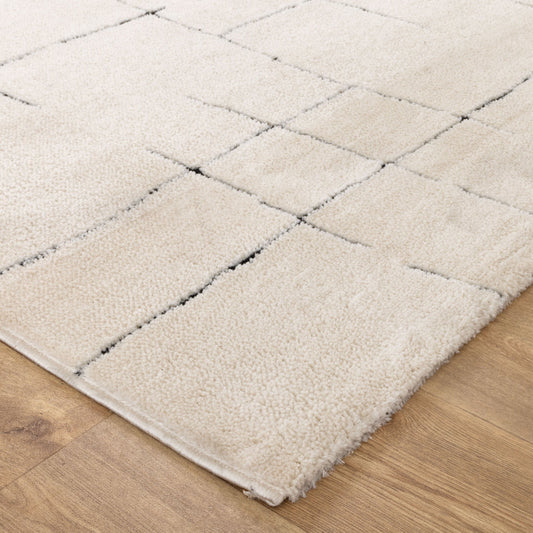 Mila Abstract Lines Black Cream Rug - MIL9