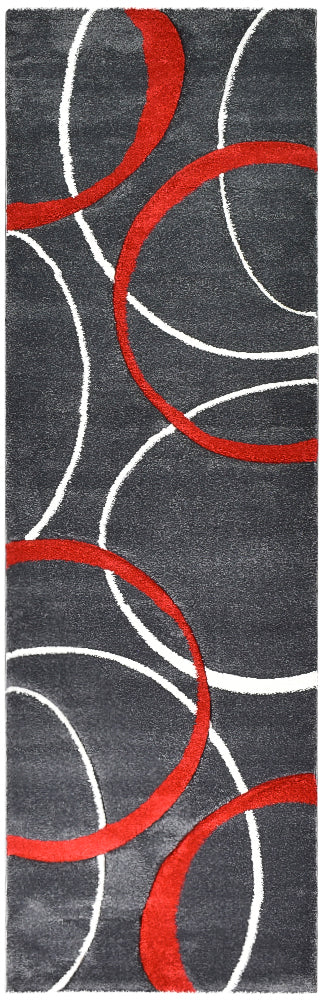 Dahlia 798 Dark Grey Red Rug
