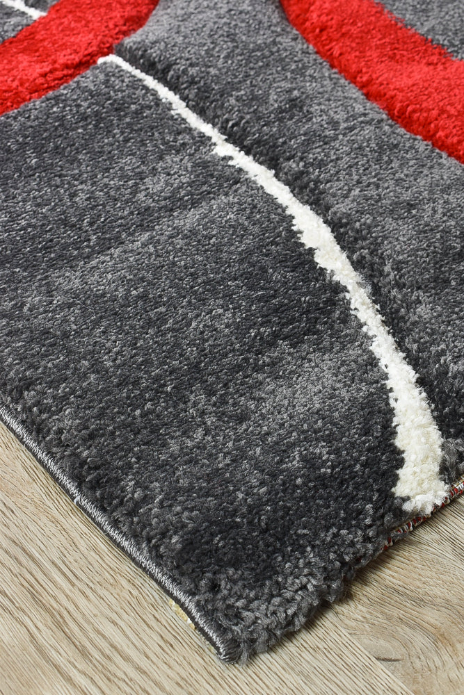 Dahlia 798 Dark Grey Red Rug