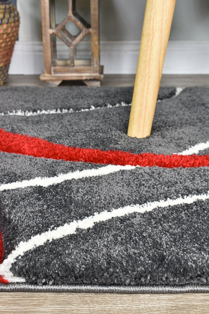 Dahlia 798 Dark Grey Red Rug