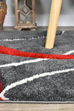 Dahlia 798 Dark Grey Red Rug