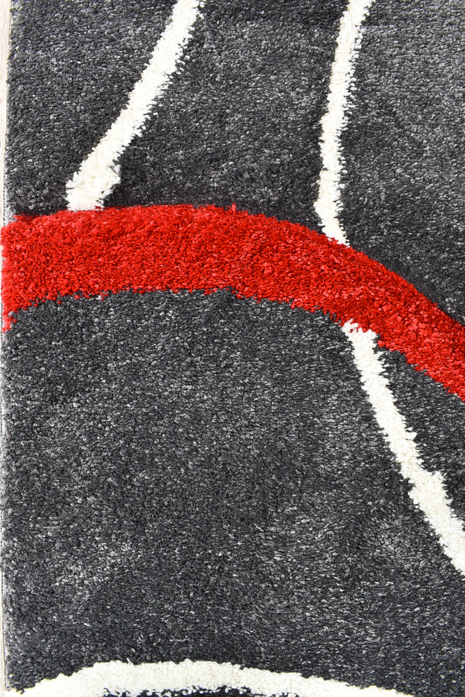 Dahlia 798 Dark Grey Red Rug