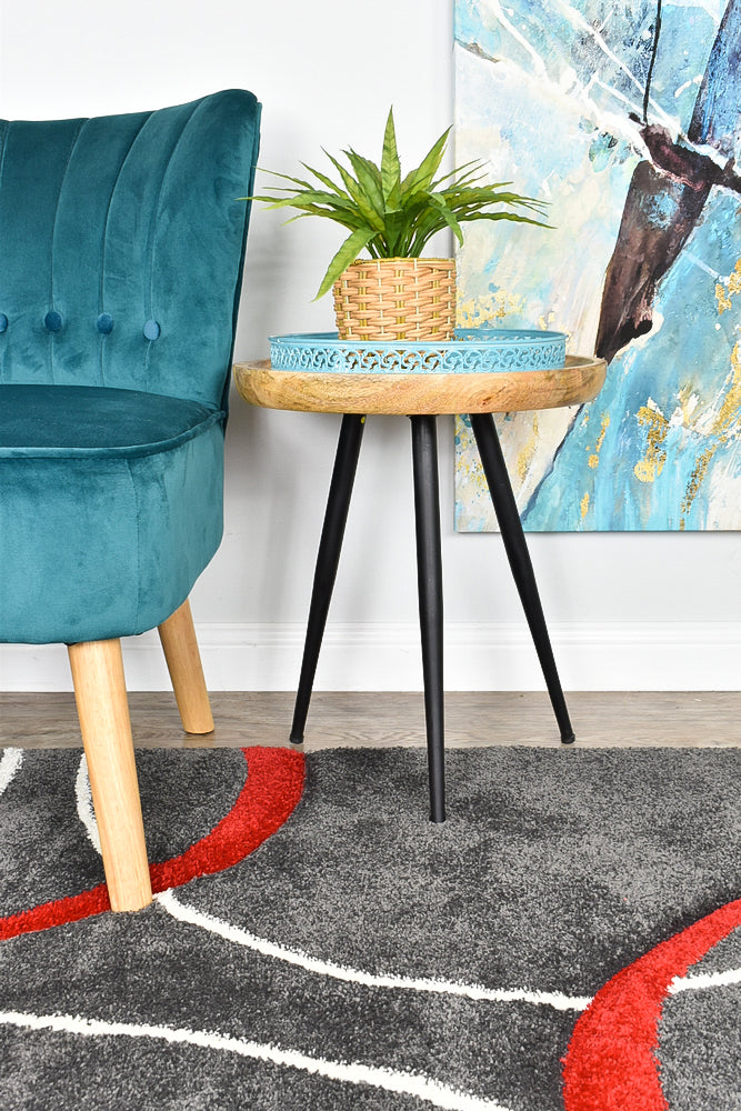 Dahlia 798 Dark Grey Red Rug