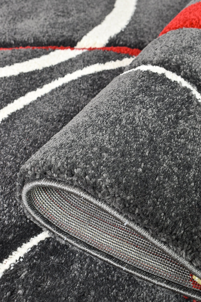 Dahlia 798 Dark Grey Red Rug