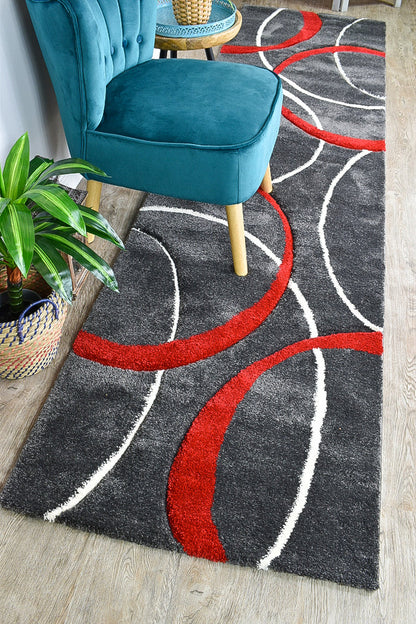 Dahlia 798 Dark Grey Red Rug