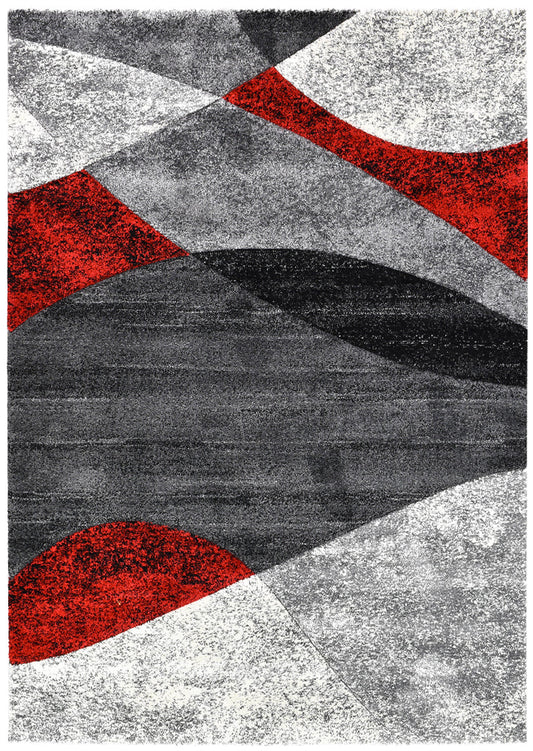 Dahlia 298 Dark Grey Red Rug