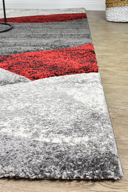 Dahlia 298 Dark Grey Red Rug