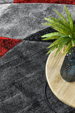Dahlia 298 Dark Grey Red Rug