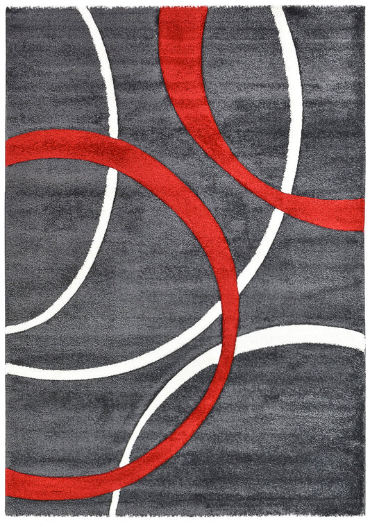 Dahlia 798 Dark Grey Red Rug