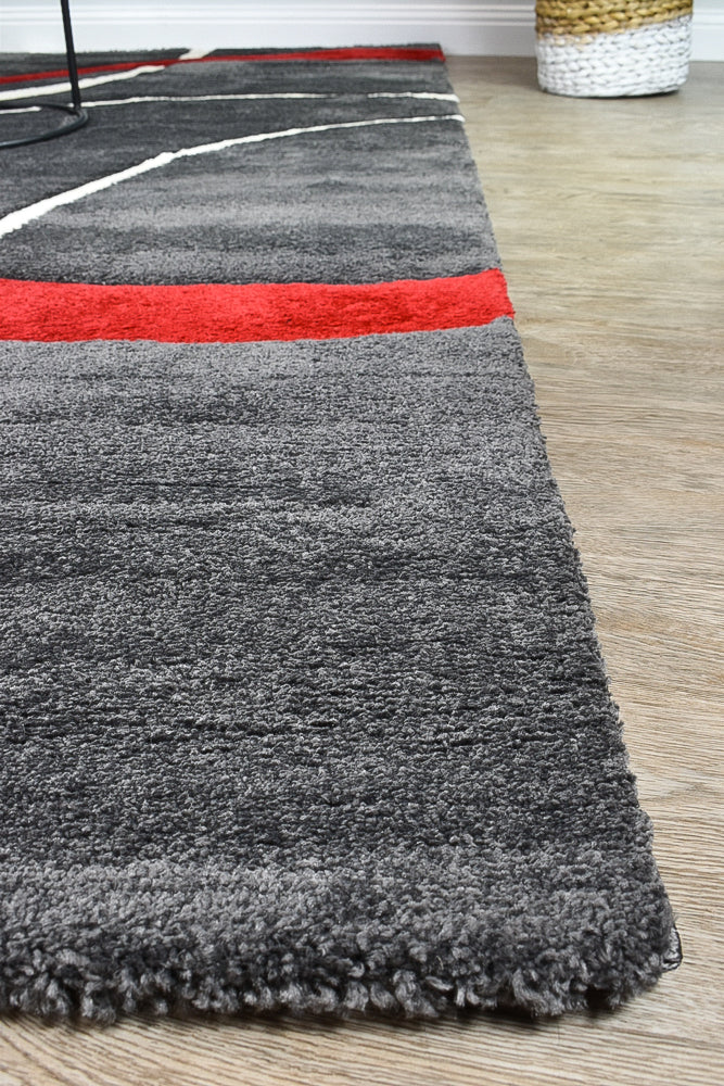 Dahlia 798 Dark Grey Red Rug