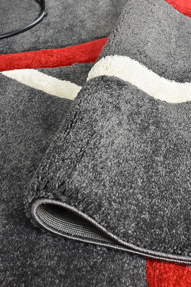 Dahlia 798 Dark Grey Red Rug