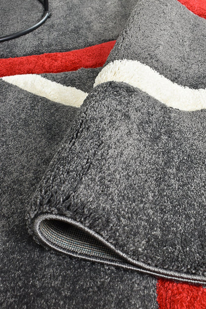 Dahlia 798 Dark Grey Red Rug