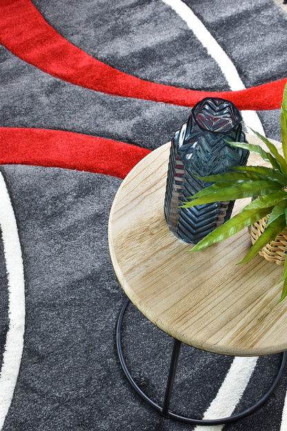 Dahlia 798 Dark Grey Red Rug