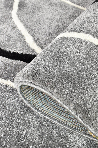Dahlia 798 Light Grey Black Runner