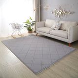Faux Fur Silver Diamond Rug