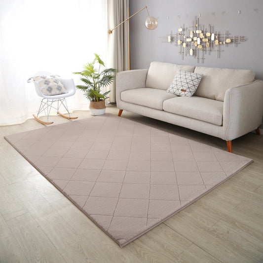 Faux Fur Beige Diamond Rug