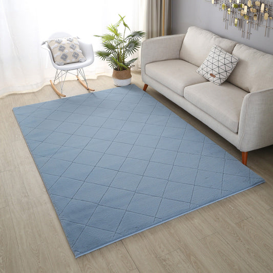 Faux Fur Blue Diamond Rug