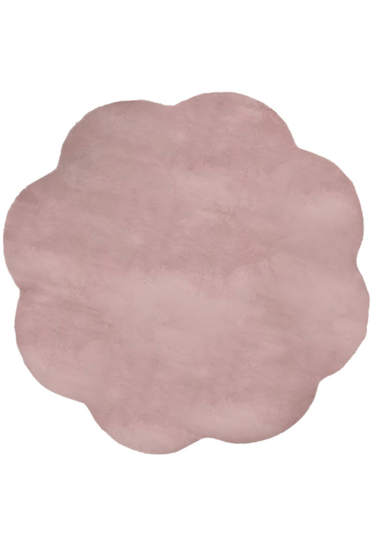Faux Fur Pink Flower Rug