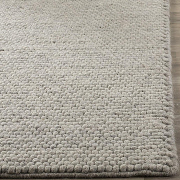 Pebble Hand Woven 80% Wool And 20% Cotton Rug - Light Grey / Ivory