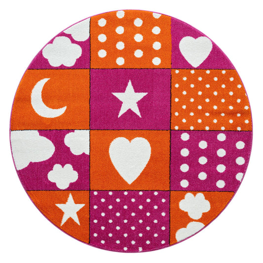 Kidsville Pink Round Rug