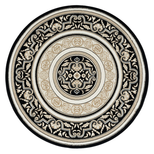 Royal Black Round Rug