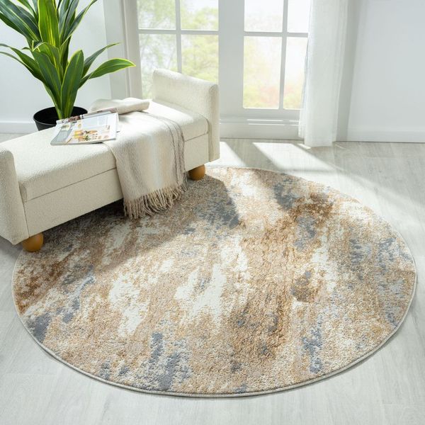 Amber Taupe Round Rug