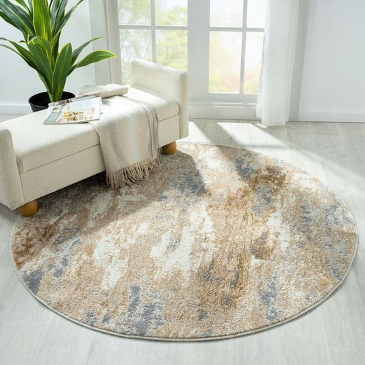 Amber Taupe Round Rug