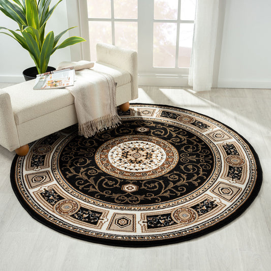 Estate Black Round Rug
